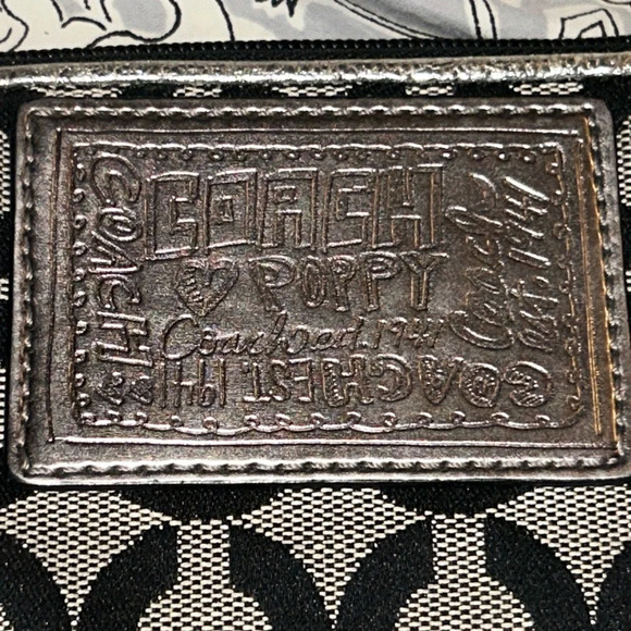 Coach Poppy black silver wristlet pouch - Picture 3 of 5
